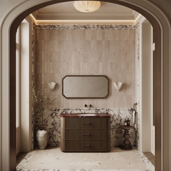 Savoy Vanity Unit 1200mm Espresso Oak & Rosso Levanto Top